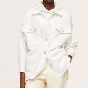 Mango MNG Between Season Jacket Mottled White XS Oversized Shacket Layering Coat